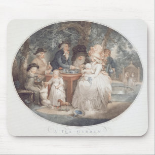 Mousepad Um jardim de chá, gravura de stipple da cor após