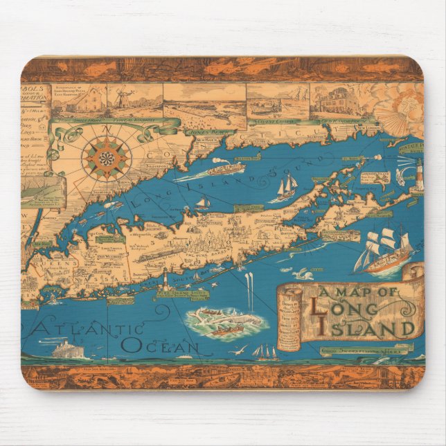Mousepad Um mapa de Long Island. (Frente)