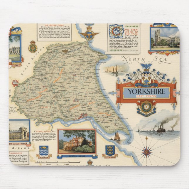 Mousepad Um mapa de Yorkshire: Andar a Leste (Frente)