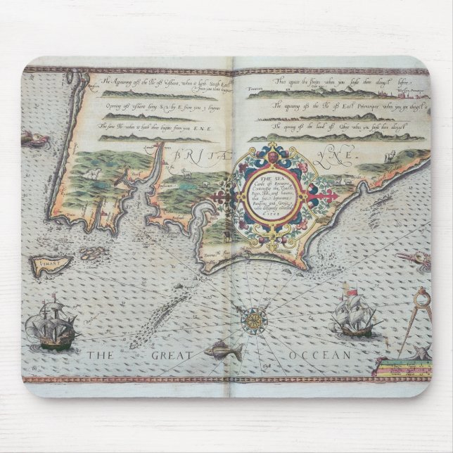 Mousepad Um mapa do litoral de Brittany, 1588 (Frente)