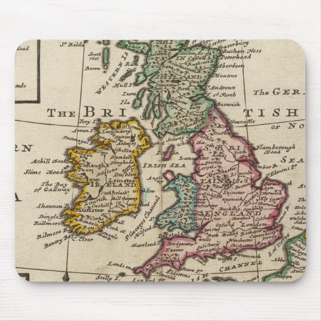 Mousepad Um mapa geral da Grã-Bretanha e da Irlanda Excelen (Frente)