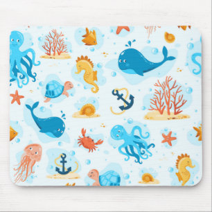 Mousepad Um mundo submarino bonito. Aquático. Vida no ocean