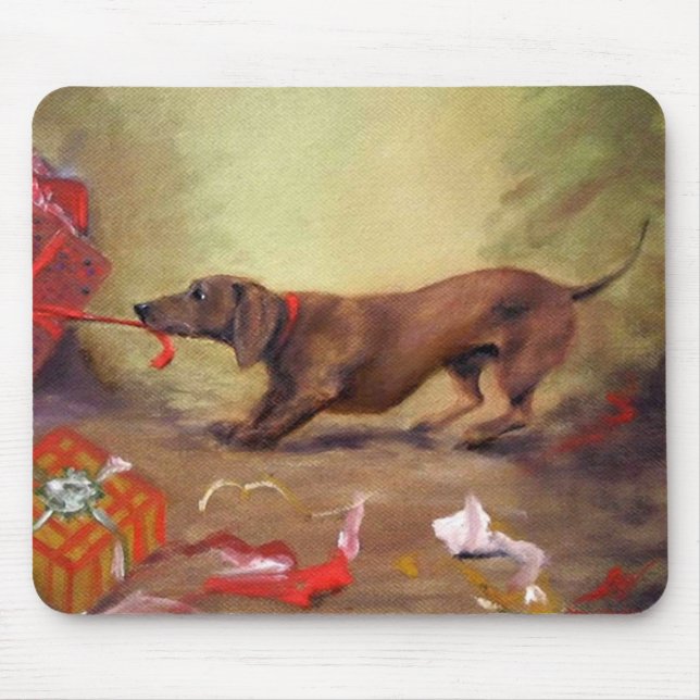 Mousepad Um Natal adiantado - ou cão mau do Dachshund:) (Frente)