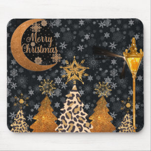 Mousepad Um Natal Glamouroso de Leopardo Selvagem