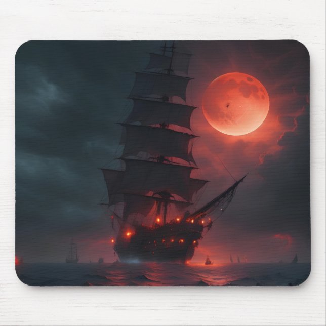 Mousepad Um Navio Assustador Pirata Navegando Ominosamente (Frente)