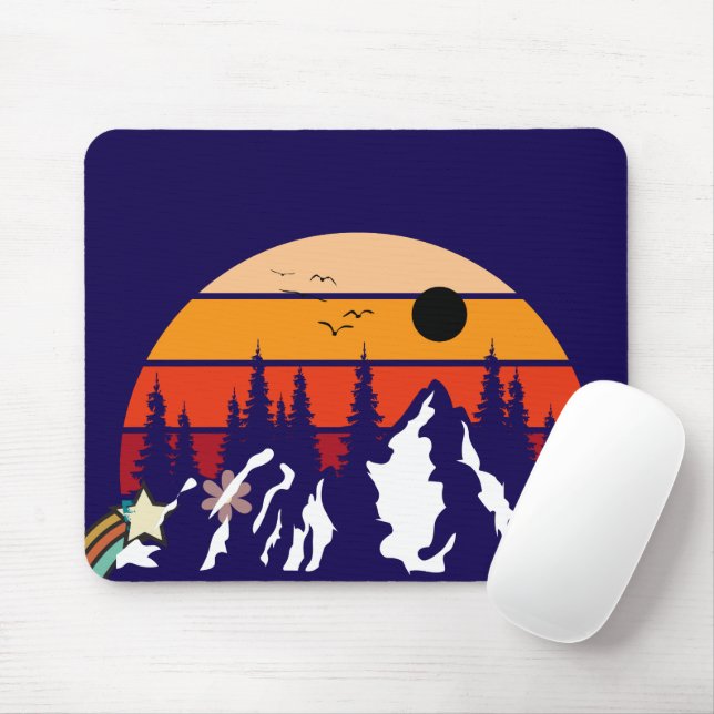 Mousepad Um Pad de Mouse de Montanha Retro Adventure (Com mouse)
