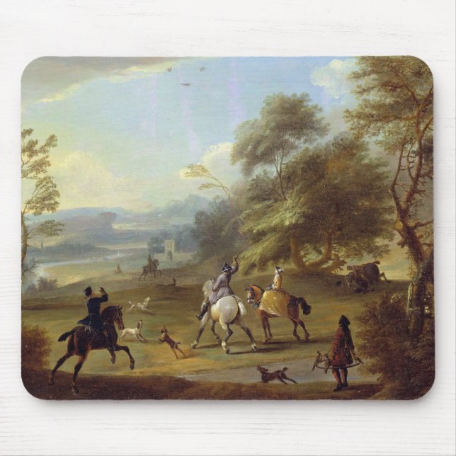 Mousepad Um partido Hawking, c.1690 (óleo em canvas) (Frente)