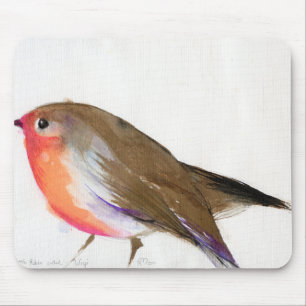 Mousepad Um pisco de peito vermelho pequeno mágico chamou