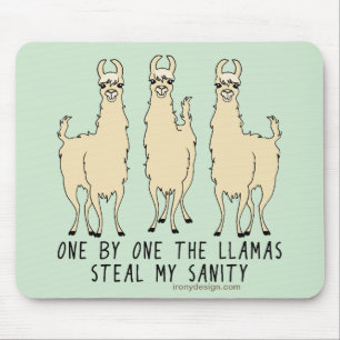 Mousepad Um por um os lamas roubam minha sanidade engraçad