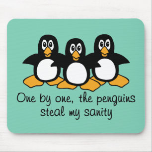Mousepad Um por um Os Pinguins Engraçado Dizendo Design