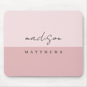 Mousepad Um simples monograma personalizado Blush Pink