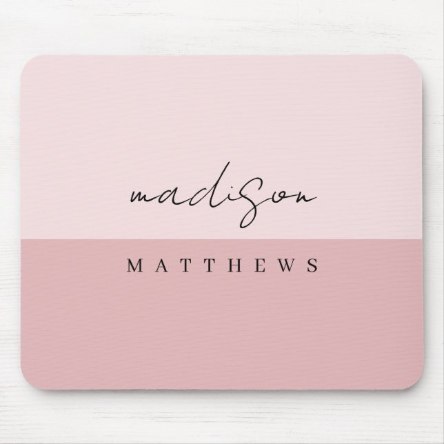 Mousepad Um simples monograma personalizado Blush Pink (Frente)
