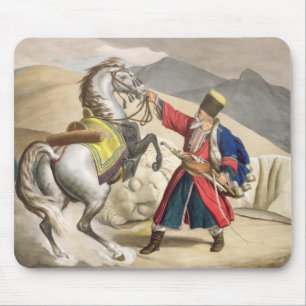 Mousepad Um tártaro com seu cavalo, gravado pelo Thierry B
