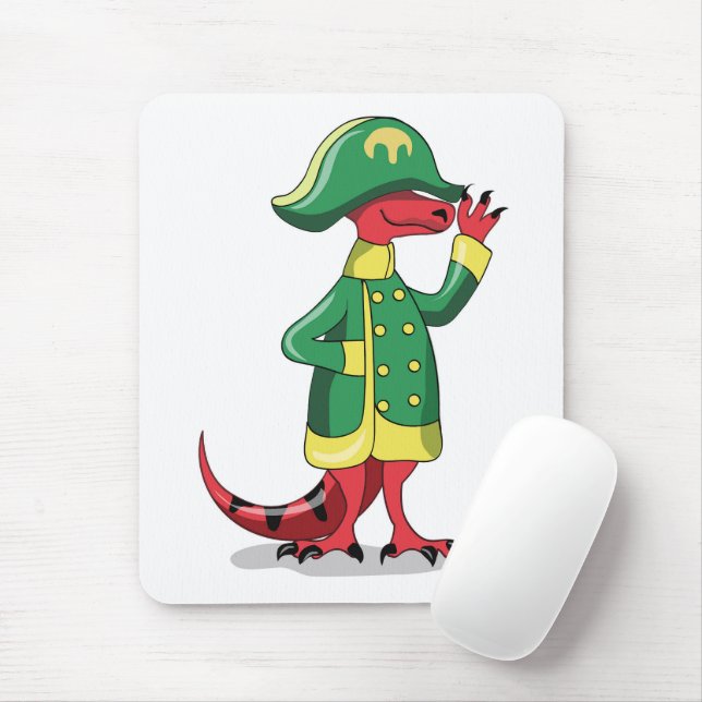 Mousepad Um Tiranossauro De Cartoon Vestido Como Napoleão. (Com mouse)