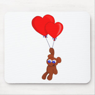 Mousepad Um Urso De Teddy Segurando Balões Em Forma De Cora