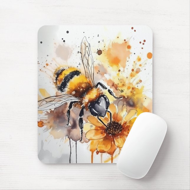 Mousepad Uma abelha coleciona mel numa flor. (Com mouse)