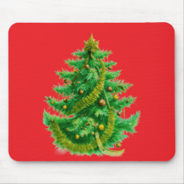 Mousepad Uma Árvore de Natal Mandelbrot Com Bolas Vermelhas
