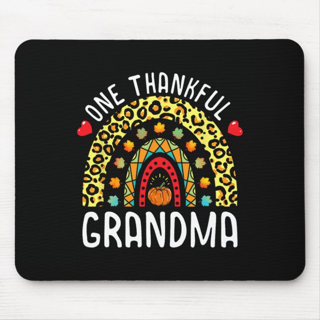 Mousepad Uma avó agradecida Ação de Graças Rainbow Leopard (Frente)