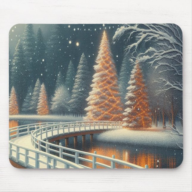 Mousepad Uma cena de Natal com neve melancólica à antiga (Frente)