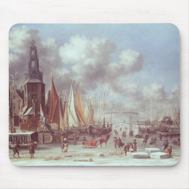 Mousepad Uma cena do inverno em Amsterdão (Frente)