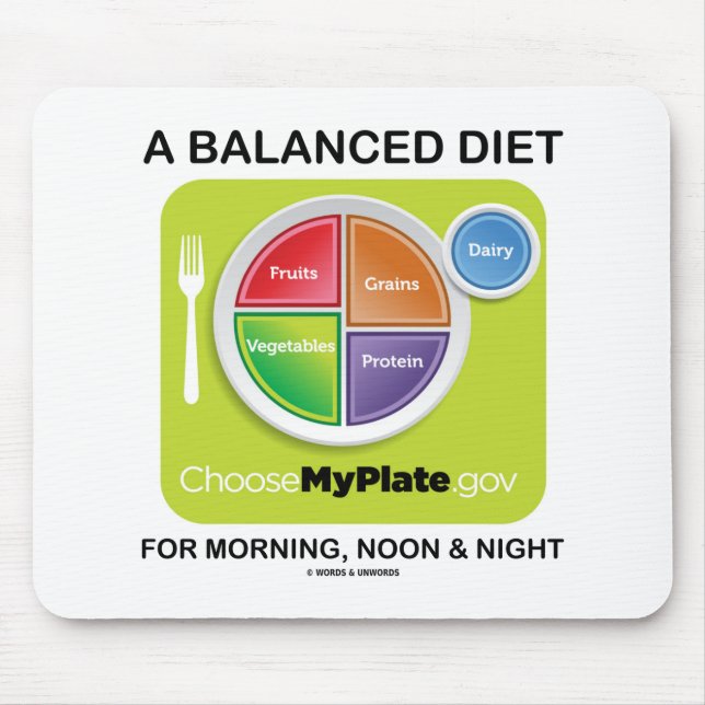 Mousepad Uma dieta equilibrada para o meio-dia da manhã e a (Frente)