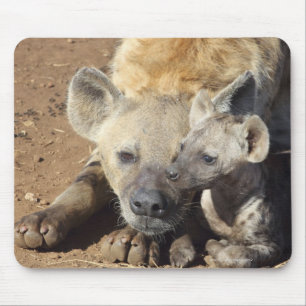 Mousepad Uma fêmea manchou a hiena e o seu filhote, Kruger