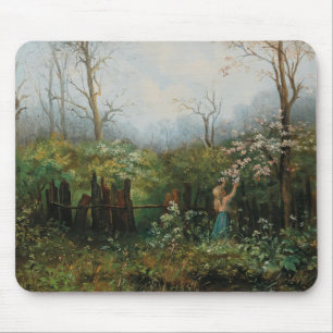 Mousepad Uma garota no jardim - Olga Wisinger-Florian