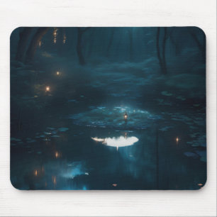 Mousepad Uma Lua Sonhadora Em Uma Floresta Densa