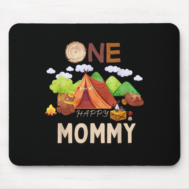 Mousepad Uma Mamãe Feliz Bear Primeira Família de Aniversár (Frente)