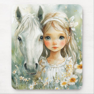 Mousepad Uma Menina com um Cavalo