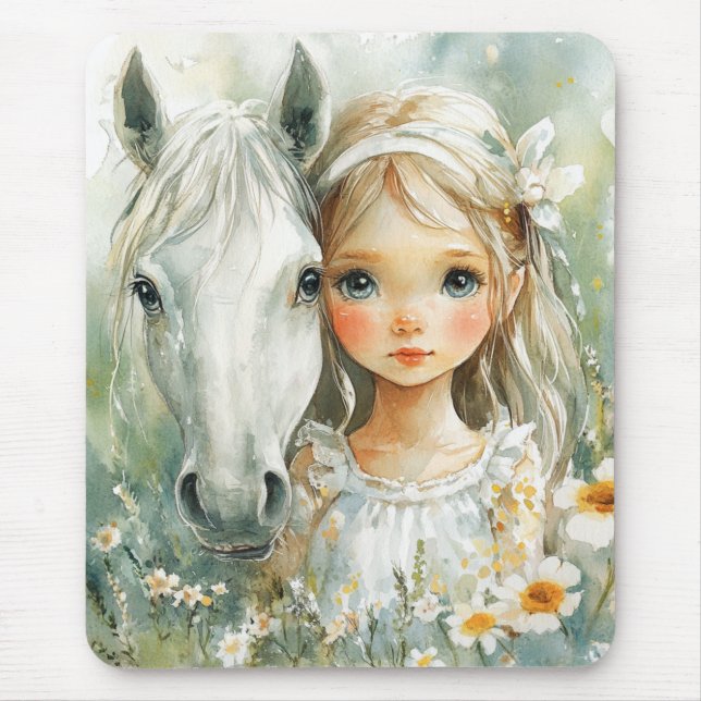 Mousepad Uma Menina com um Cavalo (Frente)