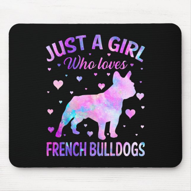 Mousepad Uma Menina Que Ama Cachorros Franceses Diversão De (Frente)