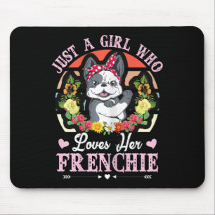Mousepad Uma Menina Que Ama O Seu Francês Bulldog 1