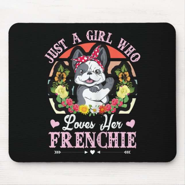 Mousepad Uma Menina Que Ama O Seu Francês Bulldog 1 (Frente)