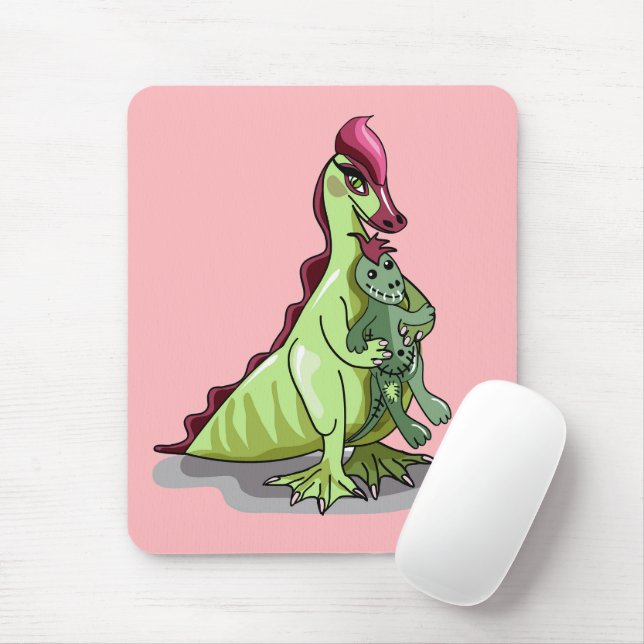Mousepad Uma Mulher Hadrosaurus Segurando Uma Boneca. (Com mouse)