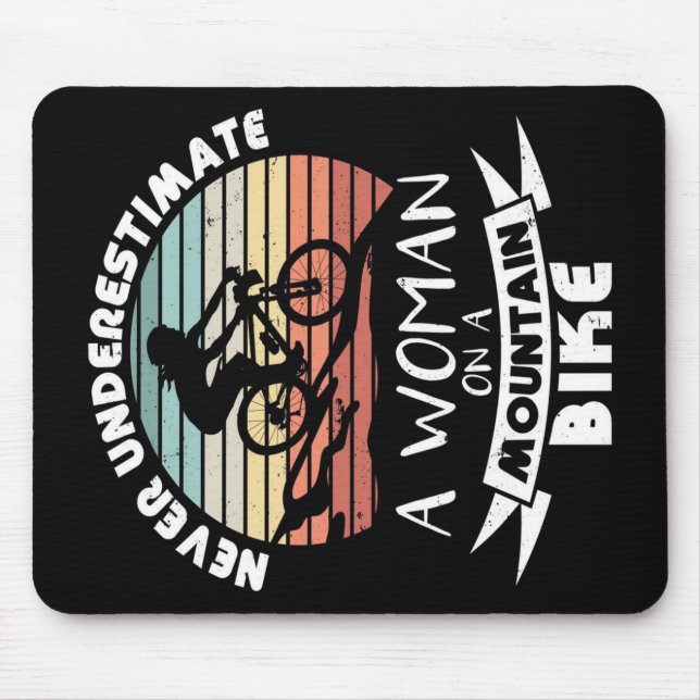 Mousepad Uma mulher numa bicicleta de montanha | Presente d (Frente)