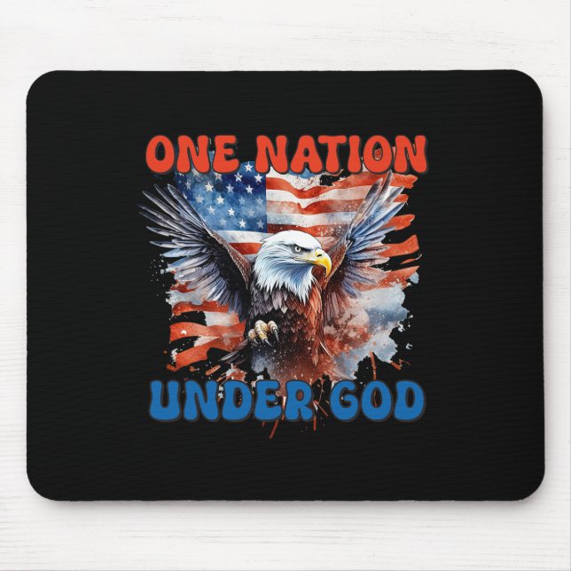 Mousepad Uma Nação Sob Deus Bandeira 4 De Julho Patriótico  (Frente)
