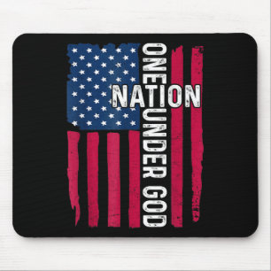 Mousepad Uma Nação Sob Deus Cruz Cristã Bandeira Dos EUA 4º