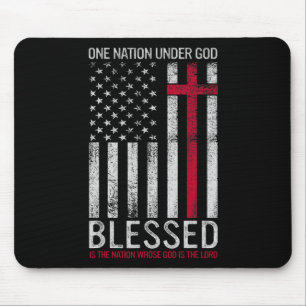 Mousepad Uma Nação Sob Deus Jesus Abençoou a Bandeira Ameri