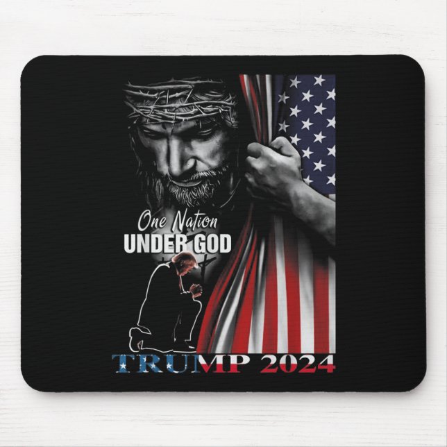 Mousepad Uma Nação Sob Deus Trump 2024, Bandeira de Deus Am (Frente)