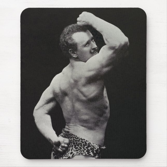 Mousepad Uma Nova Pose de StrongMen Eugen Sandow Musculação (Frente)