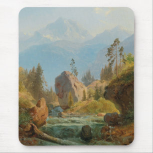 Mousepad Uma paisagem de montanha com Creek - Albert Zimmer