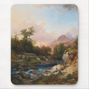 Mousepad Uma paisagem de montanha com um Smithy