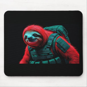 Mousepad uma preguiça vermelha em seu uniforme de comando