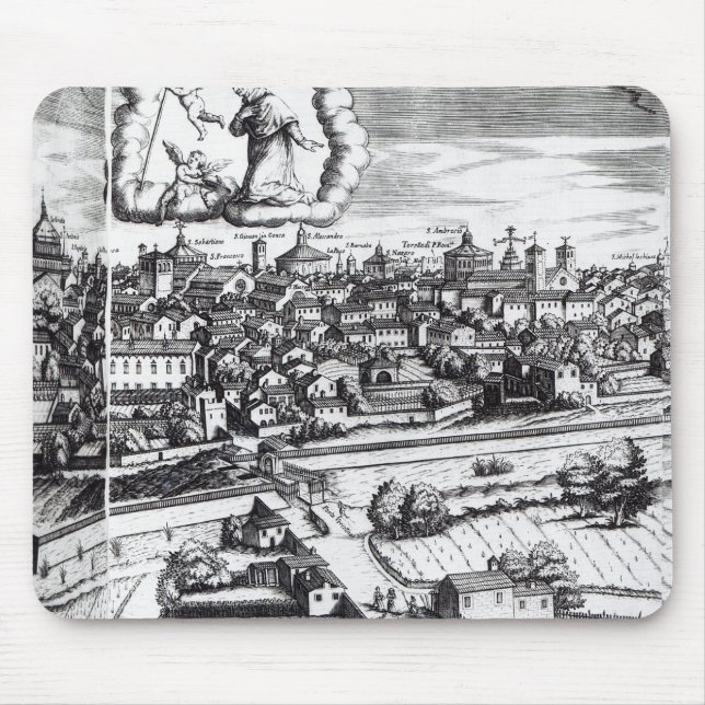Mousepad Uma seção de um mapa de Milão, 1640 (Frente)