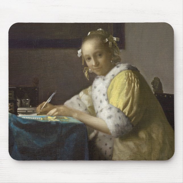 Mousepad Uma senhora Escrita, C. 1665 (óleo em canvas) (Frente)