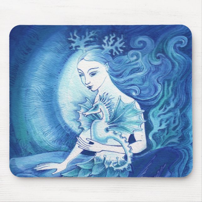 Mousepad Uma sereia e seu cavalo marinho (Frente)