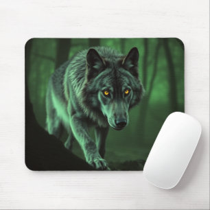 Mousepad Uma Vista Assombrante De Um Lobo Noturno