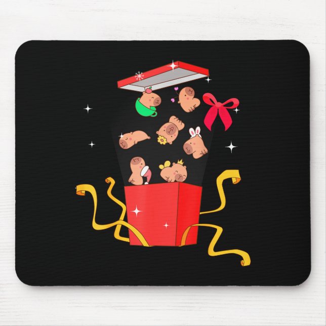 Mousepad Unboxing Blind Box Capybara Pyjama Ugly Christmas  (Frente)