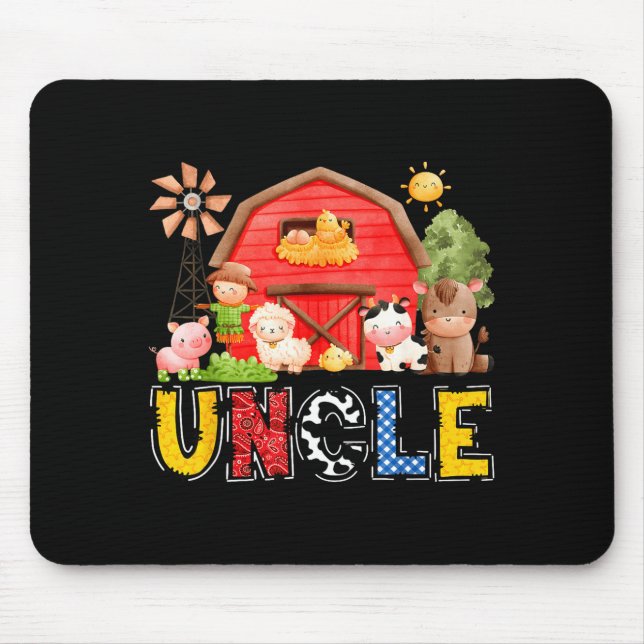 Mousepad Uncle Red Farm Cow Birthday Boy Matching Family Pa (Frente)